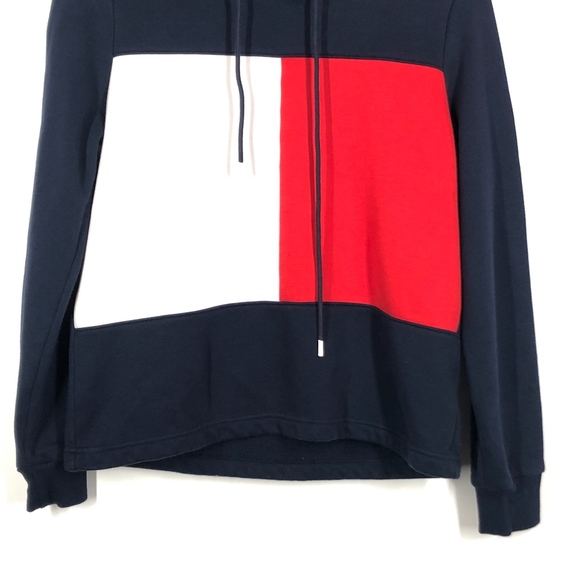 Tommy Hilfiger Blue Red White Colorblock Hoodie - Picture 4 of 7